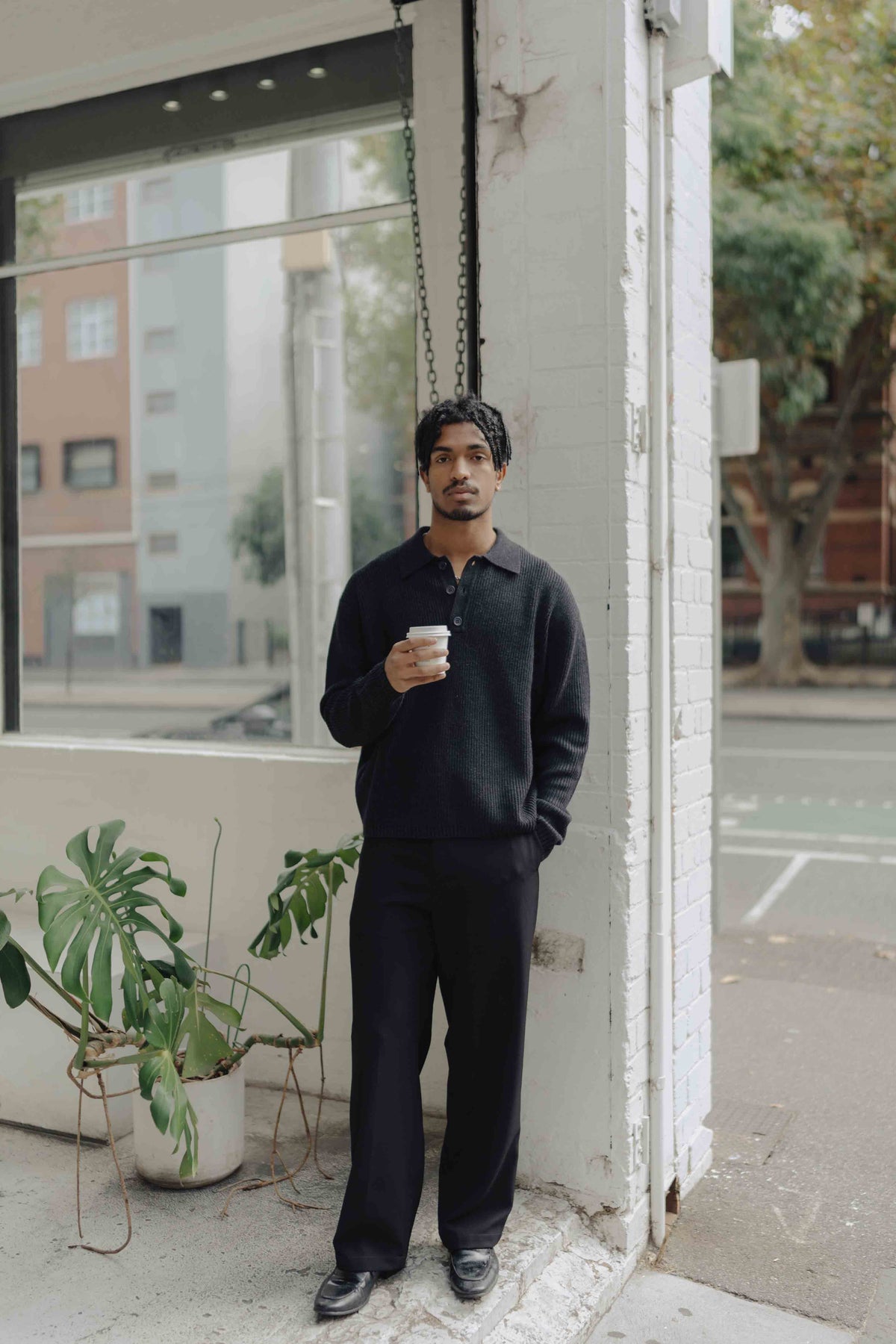 CHARCOAL WOOL POLO