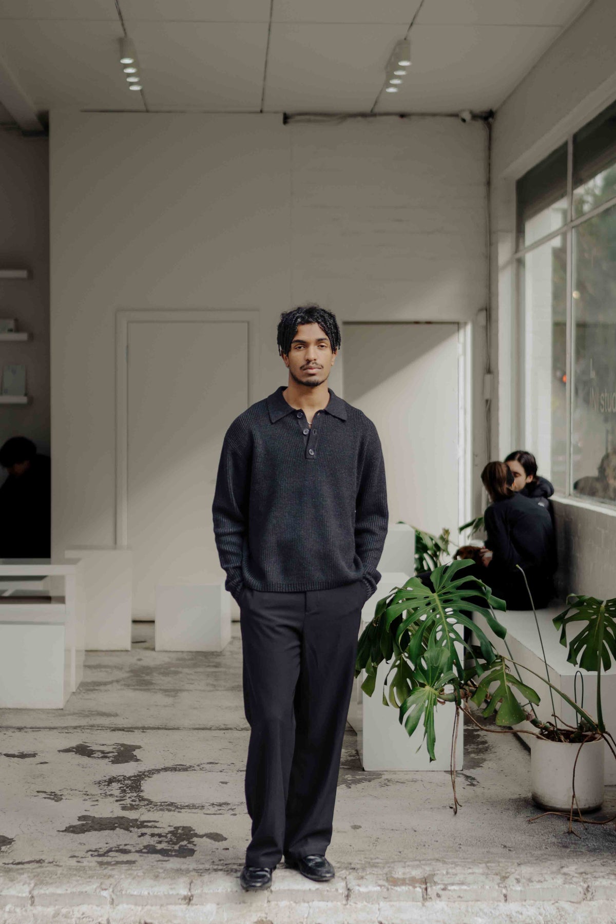 CHARCOAL WOOL POLO