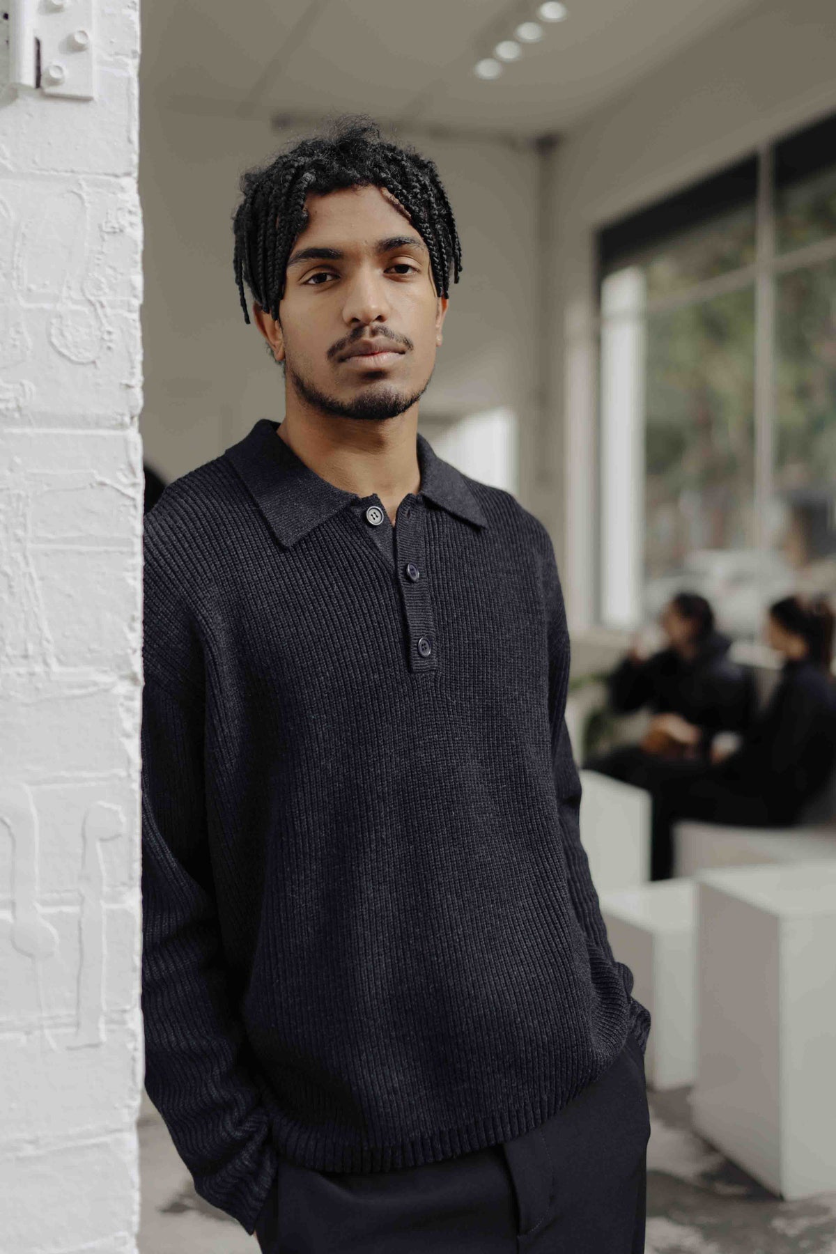 CHARCOAL WOOL POLO
