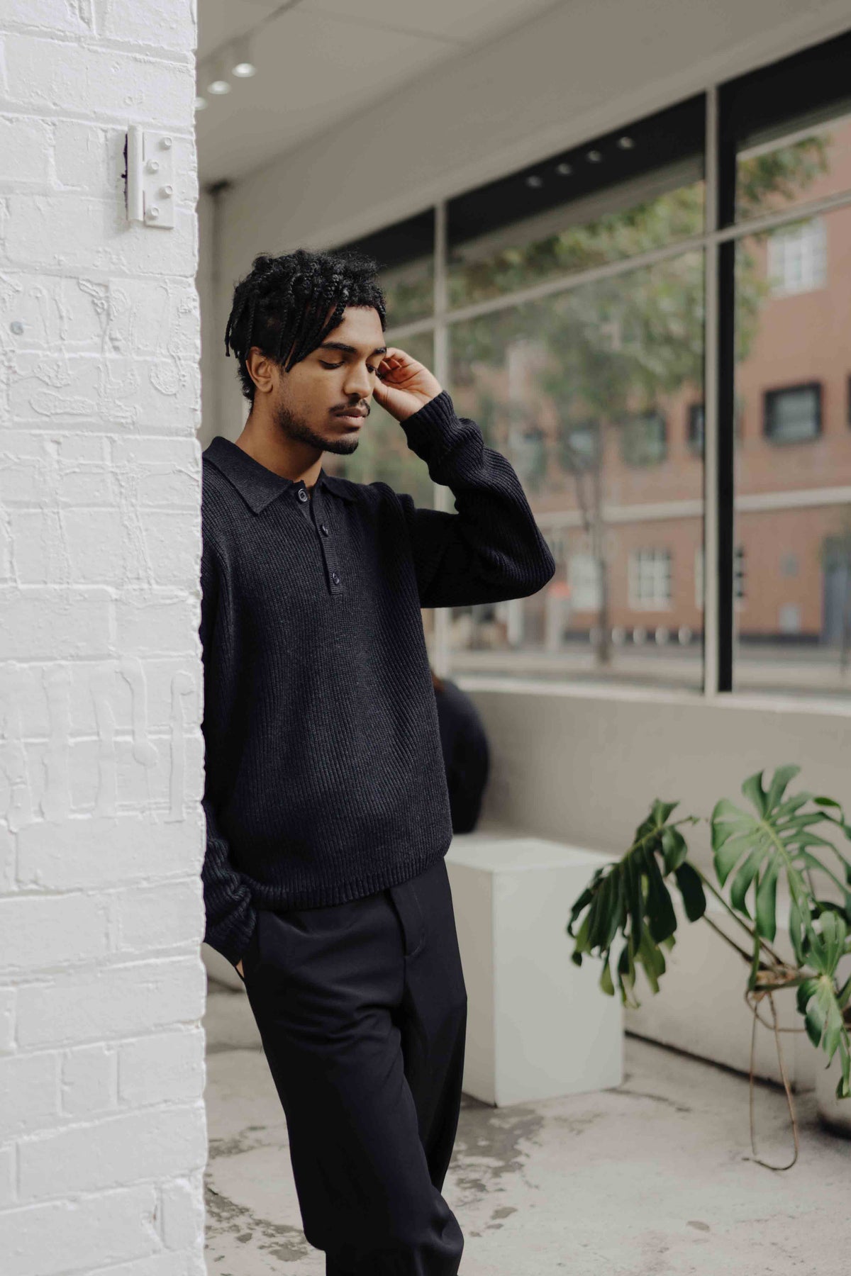CHARCOAL WOOL POLO