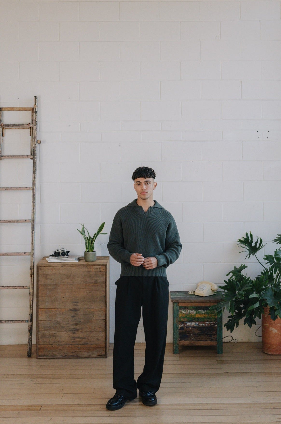 FOREST GREEN PIQUE KNIT