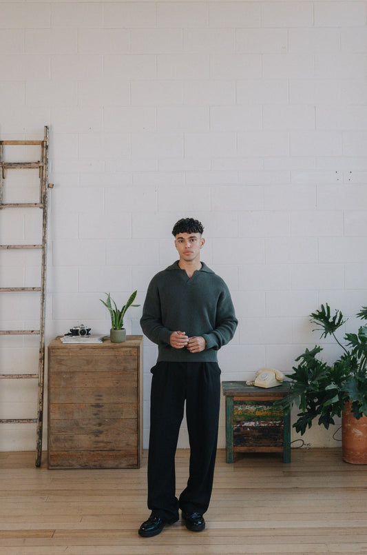 FOREST GREEN PIQUE KNIT