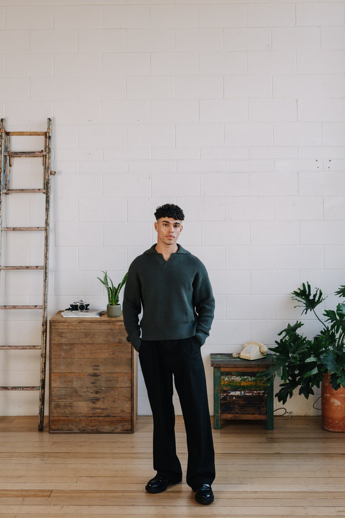 FOREST GREEN PIQUE KNIT