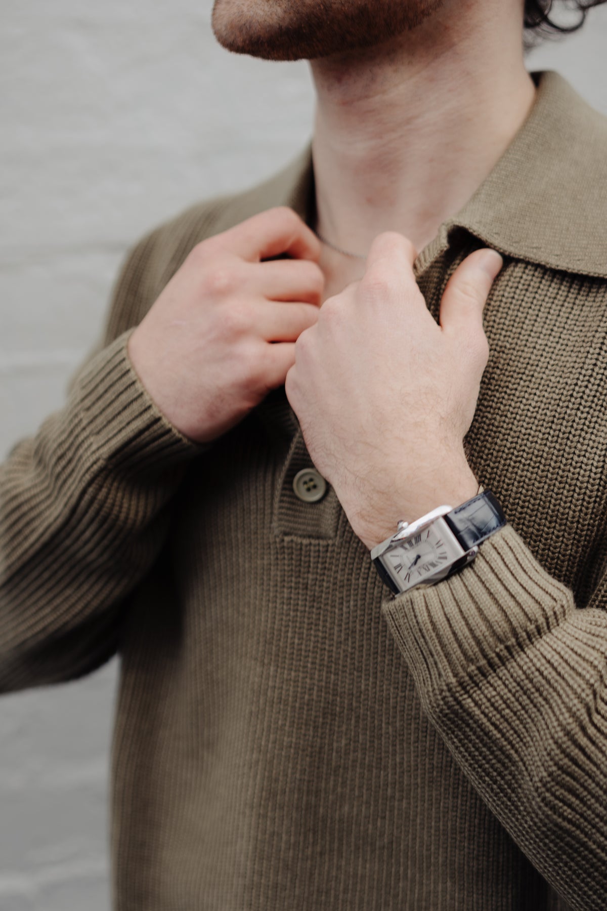 OLIVE WOOL POLO
