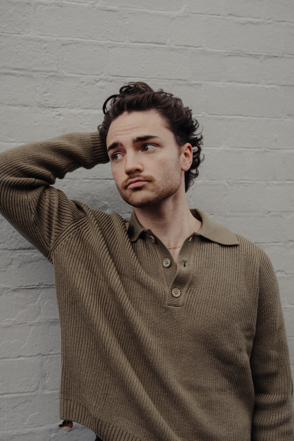 OLIVE WOOL POLO