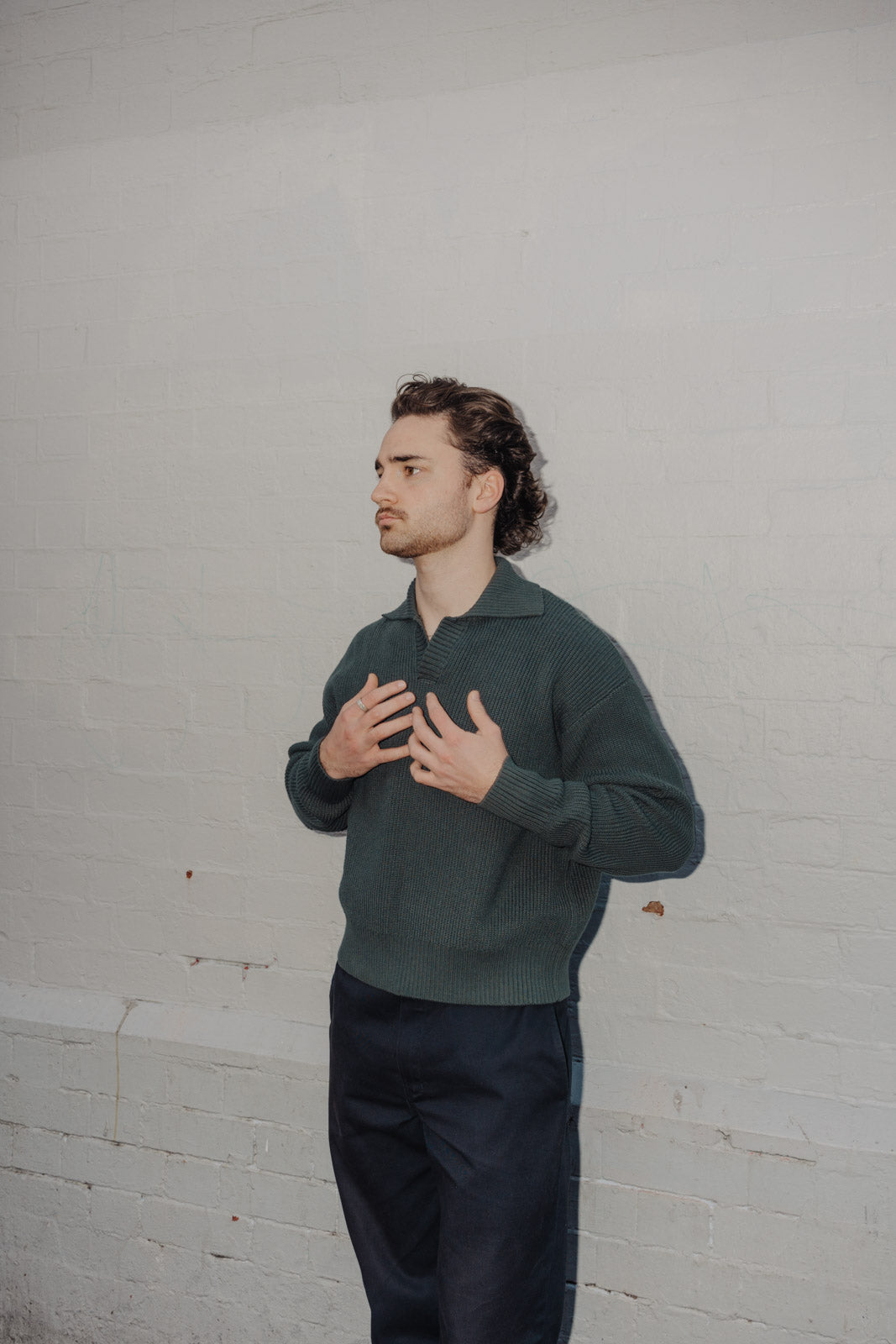 FOREST GREEN PIQUE KNIT