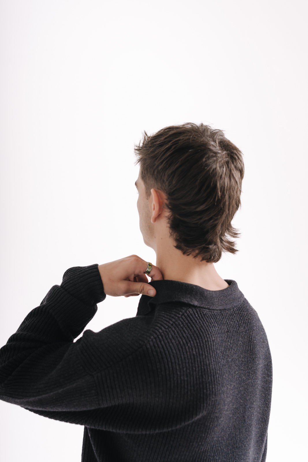 CHARCOAL WOOL POLO