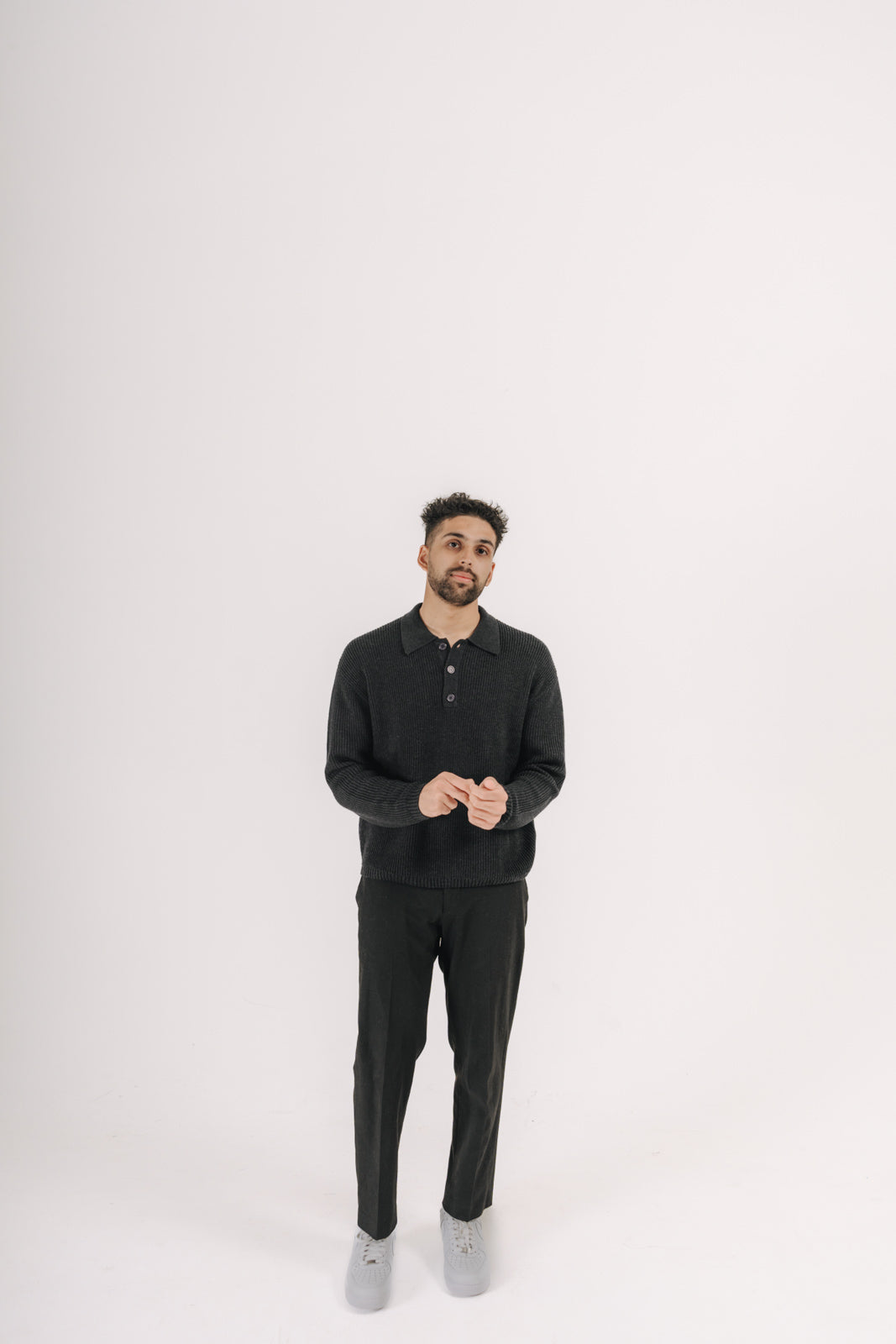 CHARCOAL WOOL POLO