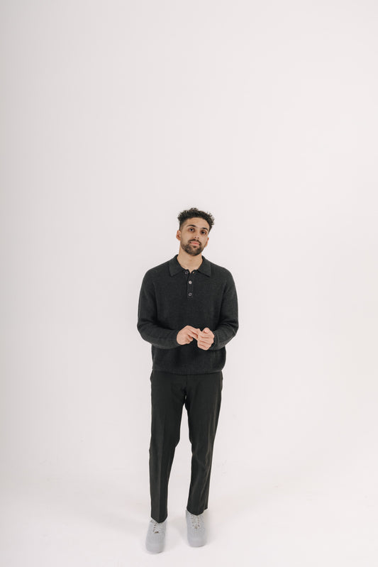 CHARCOAL WOOL POLO